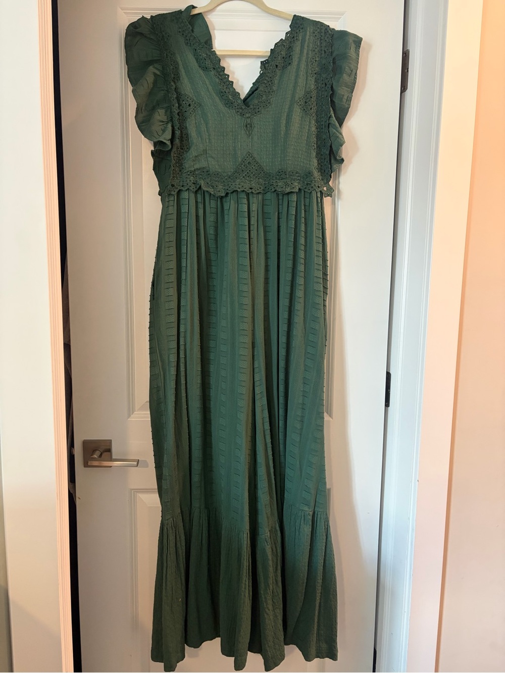 Anthropologie Embroidered Flounce Jumpsuit
